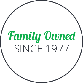 family owned since 1977 badge